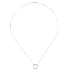 Colgante de oro blanco con círculo de diamantes blancos