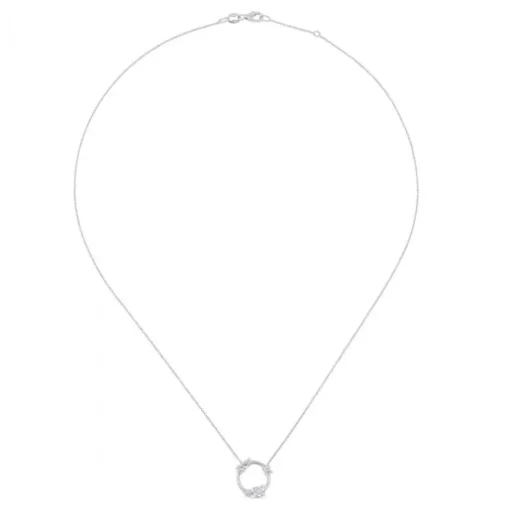 Colgante de oro blanco con círculo de diamantes blancos