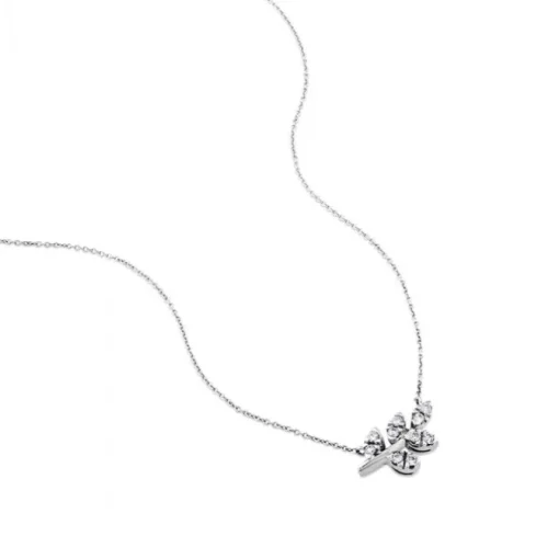 Colgante de oro blanco con rama de diamantes
