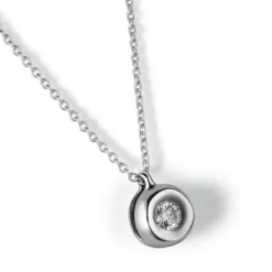 Colgante de oro blanco con diamante en chatón 0.09 quilates