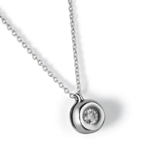 Colgante de oro blanco con diamante en chatón 0.09 quilates
