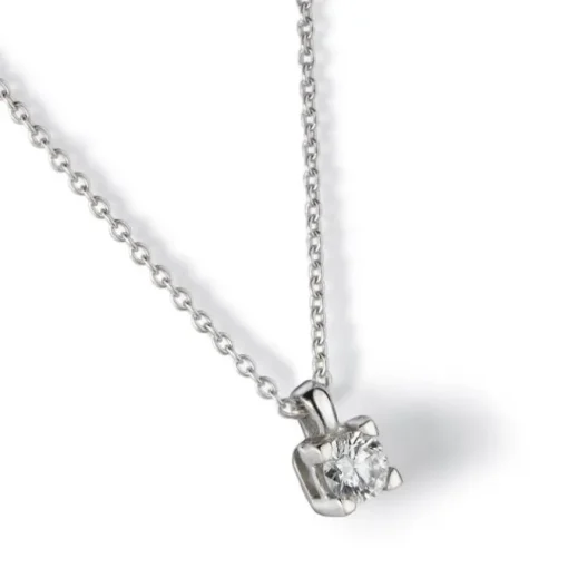 Colgante de oro blanco con diamante en 4 garras 0.15 quilates