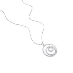 Colgante de oro blanco con círculos de pavé de diamantes