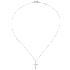 Colgante de oro blanco con cruz de diamantes de 0,18 quilates