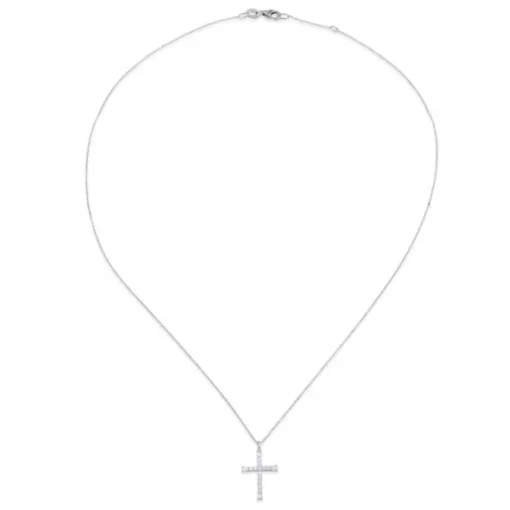 Colgante de oro blanco con cruz de diamantes de 0,18 quilates