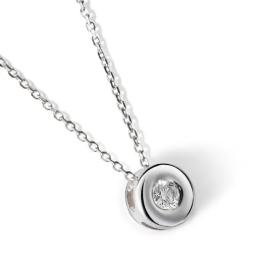 Colgante de oro blanco con diamante en chatón de 0.09 quilates