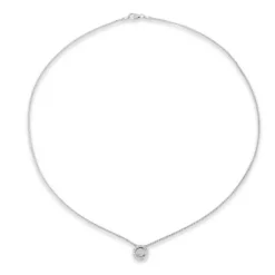 Colgante de oro blanco con circulo y orla de pavé de diamantes de 0,18 quilates
