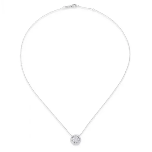 Colgante de oro blanco con circulo de pavé de diamantes de 0,65 quilates