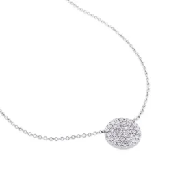 Colgante de oro blanco con círculo de pavé de diamantes