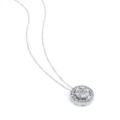 Colgante de oro blanco con círculo y orla de pavé de diamantes