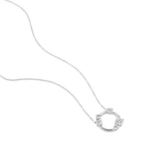 Colgante de oro blanco con círculo de diamantes blancos