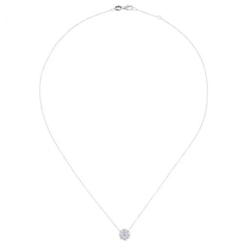 Colgante de oro blanco con flor de diamantes en garra