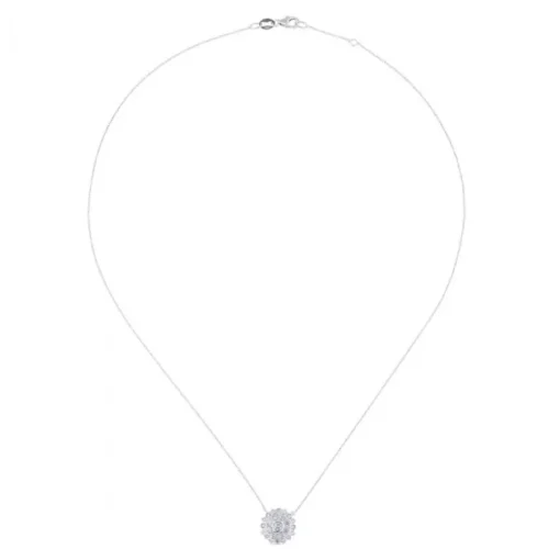 Colgante de oro blanco con flor de diamantes  