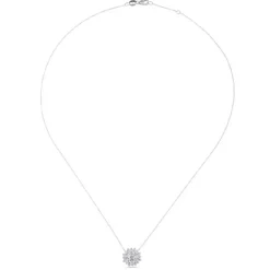 Colgante de oro blanco con flor de diamantes