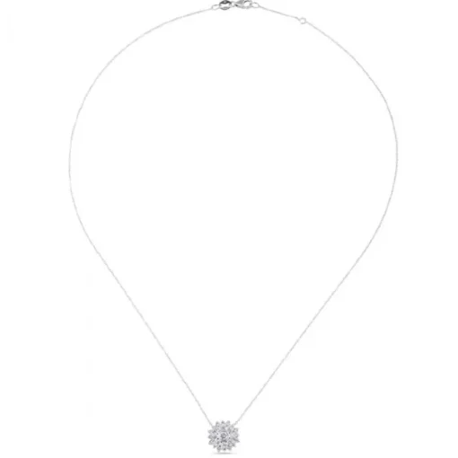 Colgante de oro blanco con flor de diamantes