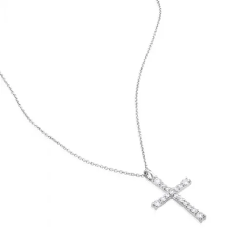 Colgante de oro blanco con cruz de diamantes de 0,18 quilates