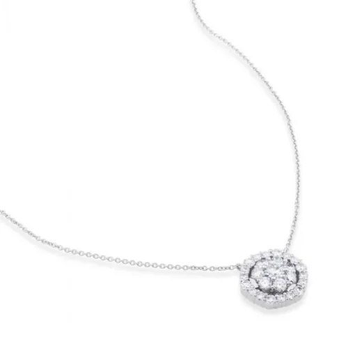 Colgante de oro blanco con circulo de pavé de diamantes de 0,65 quilates