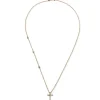 Colgante de oro rosa con cruz de brillantes y 3 chatones en cadena