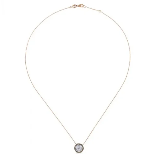 Colgante de oro rosa con flor de diamantes y orla de diamantes marrones