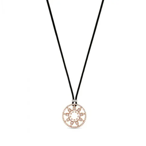 Colgante de oro rosa en forma de copo de nieve de pavé de diamantes