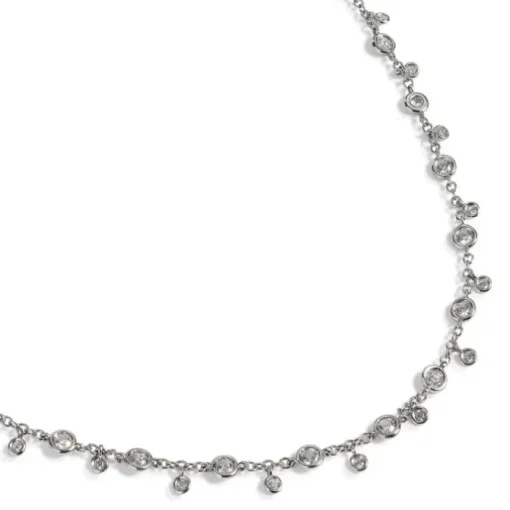 Colgante extralargo "Shiny Drops" de oro blanco y diamantes en chatón