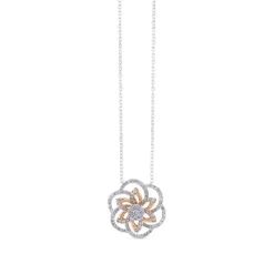 Colgante "Hypnose" de oro blanco y oro rosa con diamantes en forma de flor