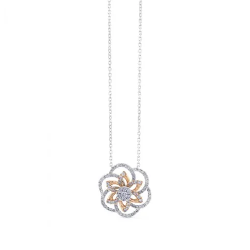 Colgante "Hypnose" de oro blanco y oro rosa con diamantes en forma de flor