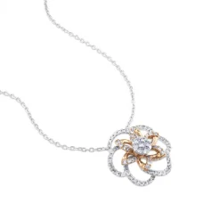 Colgante "Hypnose" de oro blanco y oro rosa con diamantes en forma de flor
