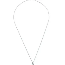 Colgante letra "A" de oro blanco con diamantes