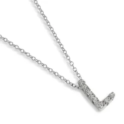 Colgante letra "L" de oro blanco con diamantes