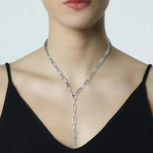 Colgante "Link" de eslabones de oro blanco con diamantes