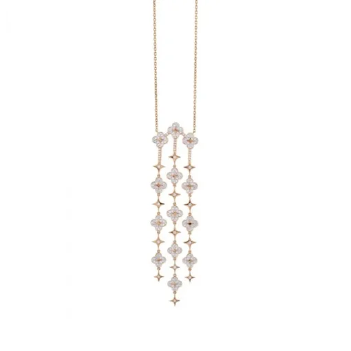 Colgante "Pensamiento" de oro rosa de diamantes con tres hileras