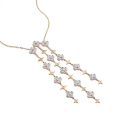 Colgante "Pensamiento" de oro rosa de diamantes con tres hileras
