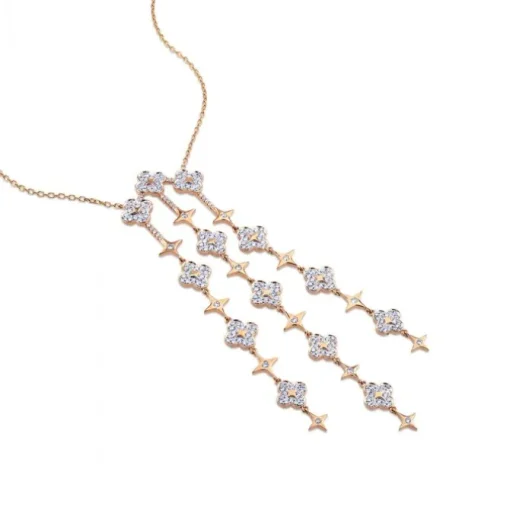 Colgante "Pensamiento" de oro rosa de diamantes con tres hileras