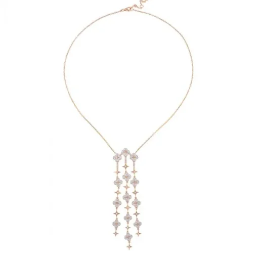 Colgante "Pensamiento" de oro rosa de diamantes con tres hileras