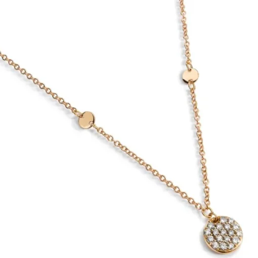 Colgante "Zíngara" de oro rosa con monedas y círculo de diamantes