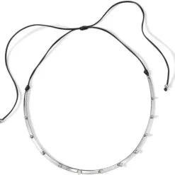 Collar cordón oro blanco con diamantes en rombo