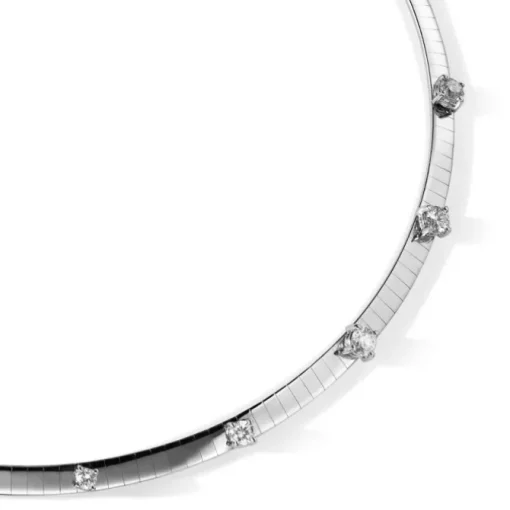 Collar cordón oro blanco con diamantes en rombo