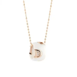 Collar Damiani D.Icon de cerámica blanca, oro rosa y diamante