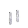 Criollas pequeñas ovales de oro blanco con pavé de diamantes
