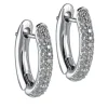 Criollas pequeñas ovales de oro blanco con pavé de diamantes