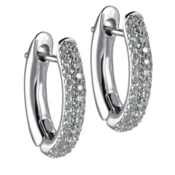 Criollas pequeñas ovales de oro blanco con pavé de diamantes