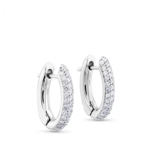 Criollas pequeñas ovales de oro blanco con pavé de diamantes