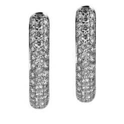 Criollas pequeñas ovales de oro blanco con pavé de diamantes