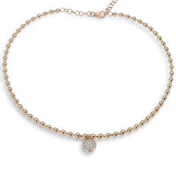Gargantilla choker "Bubbles" de oro rosa con círculo de diamantes
