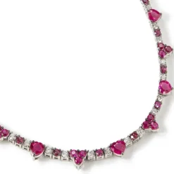 Gargantilla oro blanco con diamantes y rubies
