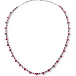 Gargantilla oro blanco con diamantes y rubies