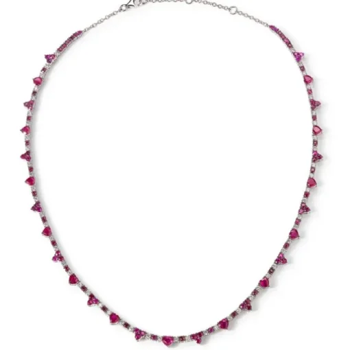 Gargantilla oro blanco con diamantes y rubies