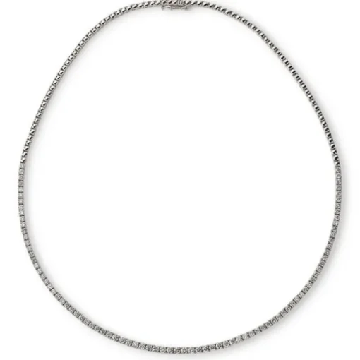 Gargantilla Riviere de oro blanco con diamantes en garra