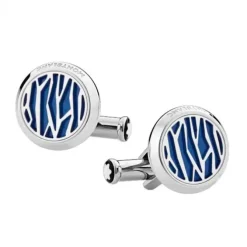 Gemelos caballero Montblanc Sartorial de acero y laca azul